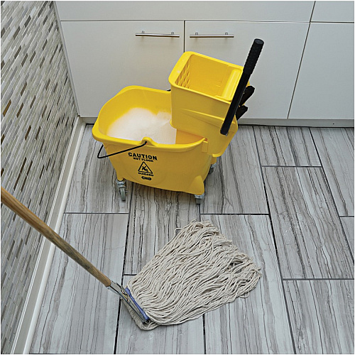 Genuine Joe Wood Handle Complete Wet Mop 60" Width x 0.94" Height Cotton Head - Wood Handle - Lightweight, Rust Resistant, Absorbent, 4-ply, Refillable - 1 Each (GJO54201)