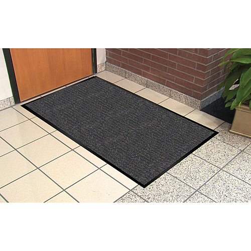 Genuine Joe Ribbed Indoor Wiper Mat Warehouse, Indoor - 72" Length x 48" Width - Vinyl, Polypropylene - Charcoal - 1 Each (GJO55461)