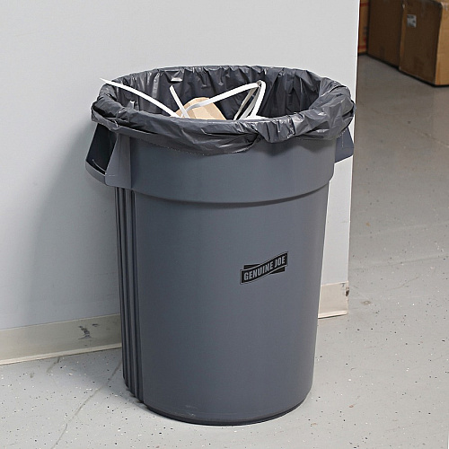 Genuine Joe Maximum Strength Trash Can Liner Extra Large Size - 60 gal Capacity - 56" Length x 39" Width x 1.55 mil (39 Micron) Thickness - Low Density - Silver - Plastic Resin - Food Waste, Office Waste, Can, Debris - Recycled - 50 / Carton (GJO70343)