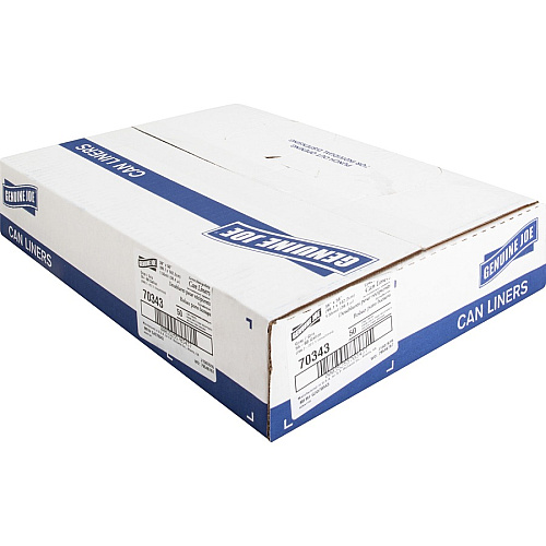 Genuine Joe Maximum Strength Trash Can Liner Extra Large Size - 60 gal Capacity - 56" Length x 39" Width x 1.55 mil (39 Micron) Thickness - Low Density - Silver - Plastic Resin - Food Waste, Office Waste, Can, Debris - Recycled - 50 / Carton (GJO70343)