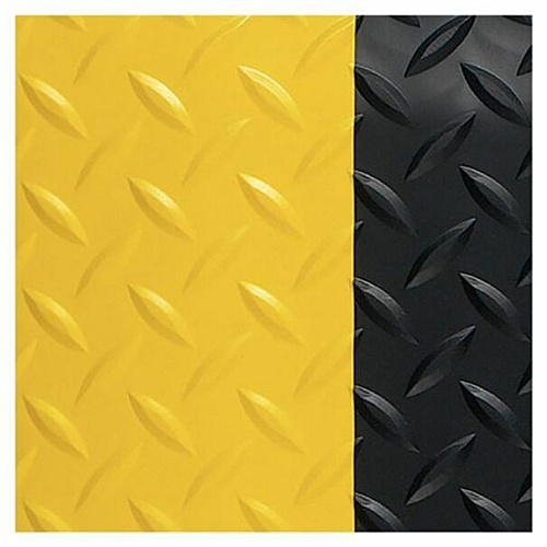 Genuine Joe Safe Step Anti-Fatigue Floor Mats Warehouse, Factory - 36" Length x 24" Width - Black, Yellow - 1 Each (GJO70363)
