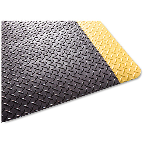 Genuine Joe Safe Step Anti-Fatigue Floor Mats Warehouse, Factory - 36" Length x 24" Width - Black, Yellow - 1 Each (GJO70363)
