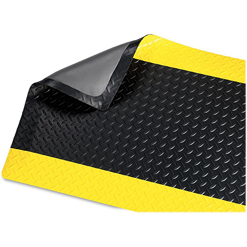 Genuine Joe Safe Step Anti-Fatigue Floor Mat Warehouse, Factory - 60" Length x 36" Width - Black, Yellow - 1 Each (GJO70364)