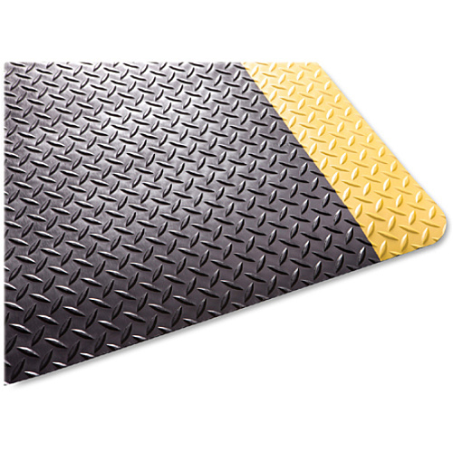 Genuine Joe Safe Step Anti-Fatigue Floor Mats Warehouse, Factory - 12 ft Length x 36" Width x 0.552" Thickness - Black, Yellow - 1 Each (GJO70365)
