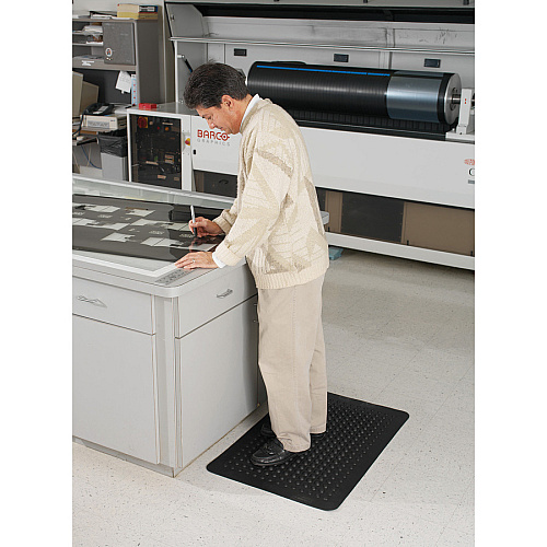 Genuine Joe Flex Step Rubber Anti-Fatigue Mats Warehouse - 60" Length x 36" Width - Rubber - Black - 1 Each (GJO70373)