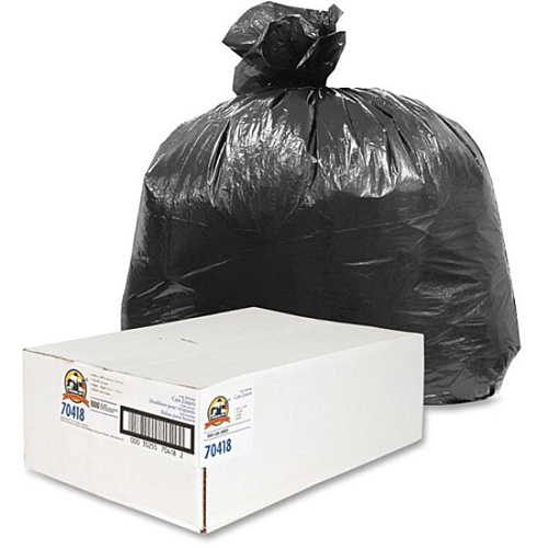 Genuine Joe Economy Linear Low-Density Can Liners 16 gal Capacity - 31" Length x 24" Width x 0.35 mil (9 Micron) Thickness - Low Density - Black - 1000 / Carton (GJO70418)