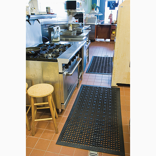 Genuine Joe Versa-Lite Anti-microbial Rubber Mat Warehouse - 60" Length x 36" Width - Rubber - Black - 1 Each (GJO01705)