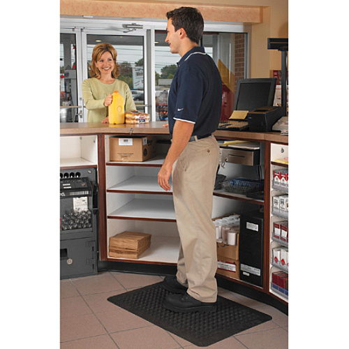Genuine Joe Flex Step Rubber Anti-Fatigue Mats Warehouse - 36" Length x 24" Width - Rubber - Black - 1 Each (GJO02146)