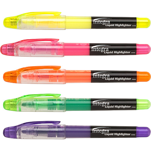 Integra Liquid Highlighters Fine Chisel Marker Point - Assorted Ink - 5 / Set (30000)