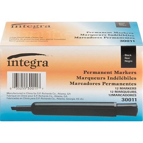 Integra Permanent Chisel Markers Chisel Marker Point - Black Ink - 1 Dozen (30011)