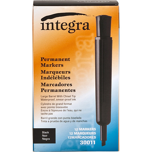 Integra Permanent Chisel Markers Chisel Marker Point - Black Ink - 1 Dozen (30011)