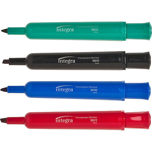 Integra Permanent Chisel Markers Chisel Marker Point - Assorted Ink - 4 / Set (30012)