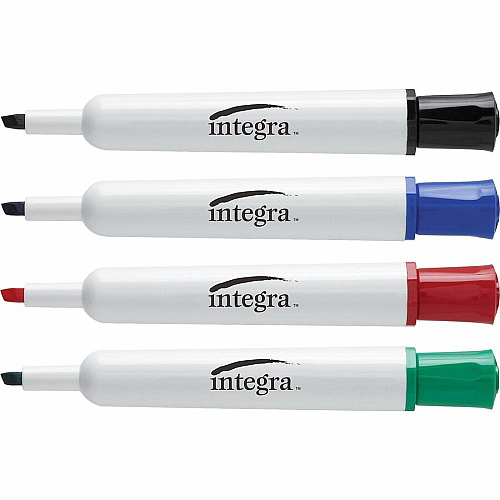 Integra Chisel Point Dry-erase Markers Chisel Marker Point - Assorted Ink - 4 / Set (30015)
