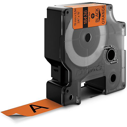Dymo Colored Industrial Rhino Vinyl Labels 3/4" Length - Black - Vinyl - 1 Each (18436)
