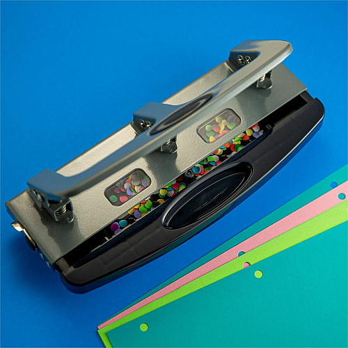 Officemate Deluxe 3-Hole Punch 3 Punch Head(s) - 20 Sheet of 20lb Paper - 9/32" Punch Size - Silver (90102)