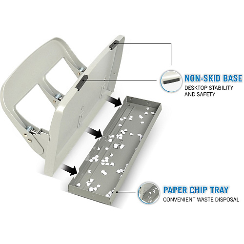 CARL Heavy-duty 3-Hole Punch with Tray 3 Punch Head(s) - 40 Sheet of 20lb Paper - 9/32" Punch Size - Silver (63040)