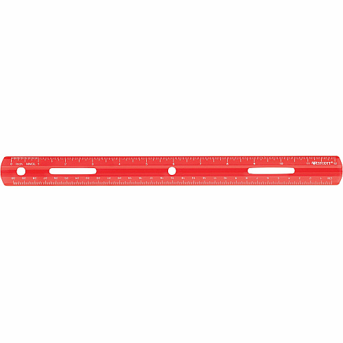 Westcott 12" Plastic Ruler 12" Length - 1/16 Graduations - Imperial, Metric Measuring System - Plastic - Assorted - 1 Each (10526)