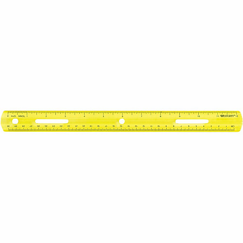 Westcott 12" Plastic Ruler 12" Length - 1/16 Graduations - Imperial, Metric Measuring System - Plastic - Assorted - 1 Each (10526)