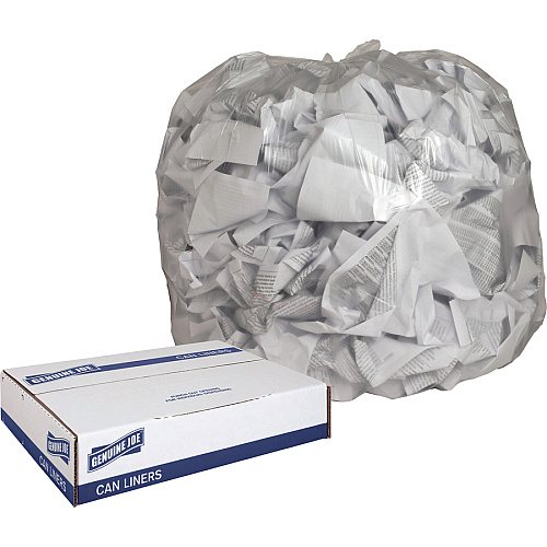 Genuine Joe Clear Trash Can Liners 45 gal Capacity - 46" Length x 40" Width x 0.60 mil (15 Micron) Thickness - Low Density - Clear - Film - Multipurpose - Recycled - 250/Box - 1 / Carton (GJO01015)