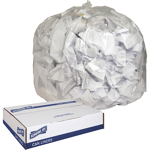 Genuine Joe Clear Trash Can Liners 56 gal Capacity - 48" Length x 43" Width x 0.80 mil (20 Micron) Thickness - Low Density - Clear - Film - Multipurpose - Recycled - 100/Box - 1 / Carton (GJO01016)