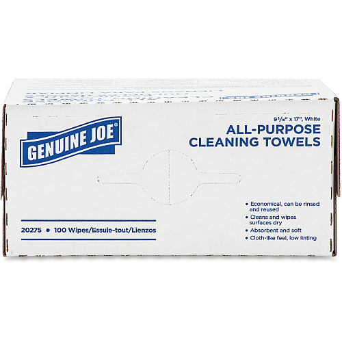 Genuine Joe All-Purpose Cleaning Towels 16.50" x 9.50" - White - Fabric - 100 / Box (GJO20275)