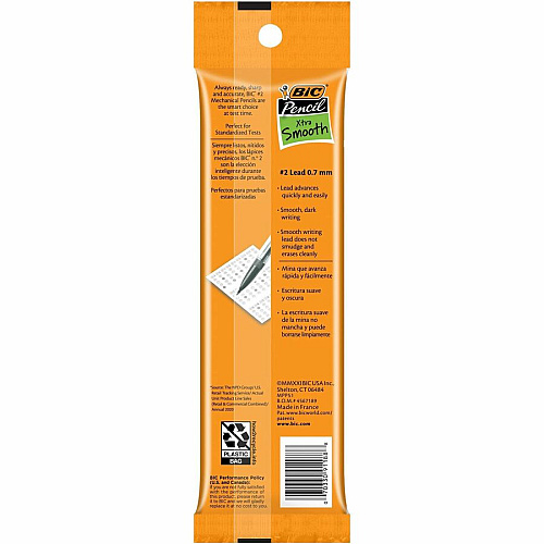 BIC Xtra-Smooth No. 2 Mechanical Pencils With Erasers 0.7 mm Lead - #2 - 5 / Pack (MPP51)