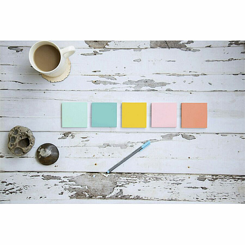 Post-it&reg; Notes Original Notepads -Beachside Caf&eacute; Color Collection 200 - 3" Flag/Note Width x 3" Flag/Note Length - Square - 50 Sheets per Pad - Unruled - Fresh Mint, Aqua Splash, Sunnyside, Papaya Fizz - Paper - Self-adhesive - 4 / Pack (5401)