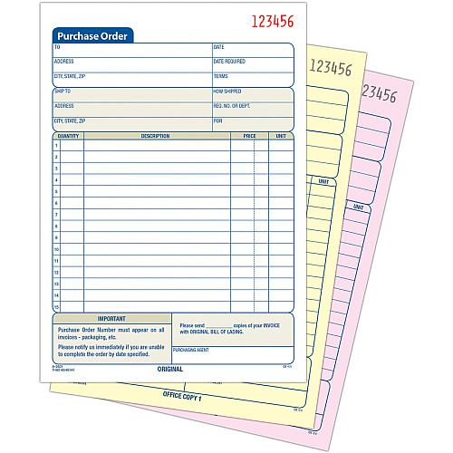 Adams 3-Part Carbonless Purchase Order Forms 3 Part - Carbonless Copy - 5.56" x 8.43" Sheet Size - 1 Each (TC5831)
