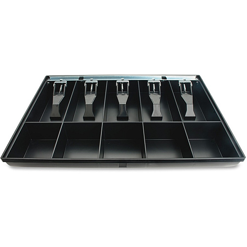 Sparco Locking Cover Money Tray 5 Bill/5 Coin Compartment(s) - Black - 1 Each (15505)