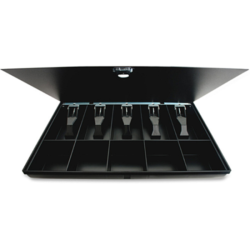 Sparco Locking Cover Money Tray 5 Bill/5 Coin Compartment(s) - Black - 1 Each (15505)
