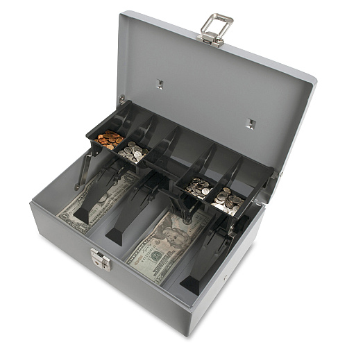 Sparco Controller Cash Box 5 Coin - Gray - 3.4" Height x 11.4" Width x 7.5" Depth (15507)