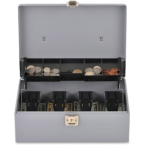 Sparco Controller Cash Box 5 Coin - Gray - 3.4" Height x 11.4" Width x 7.5" Depth (15507)