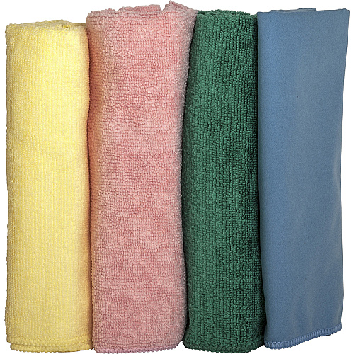 Genuine Joe Color-coded Microfiber Cleaning Cloths 16" Width x 16" Length - Assorted - MicroFiber - 4 / Pack (GJO48261)
