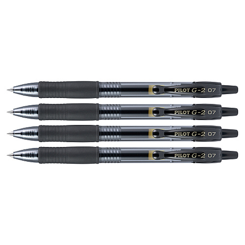 Pilot G2 Premium Gel Roller Pens 0.7 mm Fine Pen Point - Refillable - Retractable - Black Ink - Gel-based - 4 / Pack (31057)