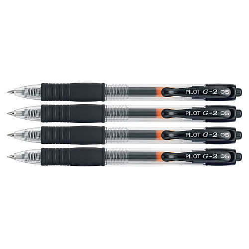 Pilot G2 Premium Gel Roller Pens 0.5 mm Pen Point - Refillable - Retractable - Black Ink - Gel-based - 4 / Pack (31055)