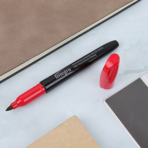 Integra Permanent Fine Point Markers Fine Marker Point - Red Ink - 1 Dozen (30018)