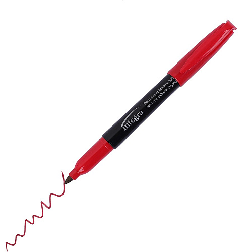 Integra Permanent Fine Point Markers Fine Marker Point - Red Ink - 1 Dozen (30018)