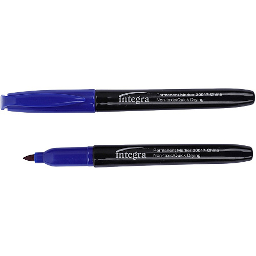Integra Permanent Fine Point Markers Fine Marker Point - Blue Ink - 1 Dozen (30017)
