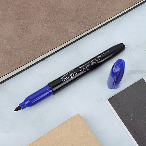 Integra Permanent Fine Point Markers Fine Marker Point - Blue Ink - 1 Dozen (30017)