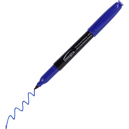 Integra Permanent Fine Point Markers Fine Marker Point - Blue Ink - 1 Dozen (30017)