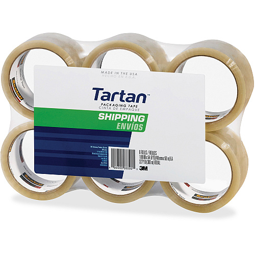 Tartan General-Purpose Packaging Tape 54.60 yd Length x 1.88" Width x 1.9 mil Thickness - 3" Core - Clear - Rubber Resin Backing - Nick Resistant, Abrasion Resistant, Moisture Resistant, Scuff Resistant, Tear Resistant, Split Resistant, Slip R (37102CRPK)
