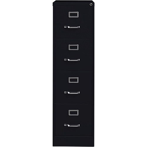 Lorell Fortress Series 26-1/2" Commercial-Grade Vertical File Cabinet 15" Width x 26.5" Depth x 52" Height - 4 x Drawer(s) for File - Letter - Vertical - Security Lock, Ball-bearing Suspension, Heavy Duty - Black - Steel - Recycled (LLR60191)