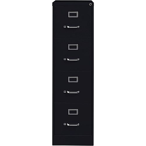 Lorell Fortress Series 26-1/2" Commercial-Grade Vertical File Cabinet 15" Width x 26.5" Depth x 52" Height - 4 x Drawer(s) for File - Letter - Vertical - Security Lock, Ball-bearing Suspension, Heavy Duty - Black - Steel - Recycled (LLR60191)
