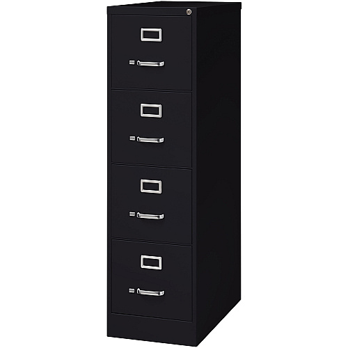 Lorell Fortress Series 26-1/2" Commercial-Grade Vertical File Cabinet 15" Width x 26.5" Depth x 52" Height - 4 x Drawer(s) for File - Letter - Vertical - Security Lock, Ball-bearing Suspension, Heavy Duty - Black - Steel - Recycled (LLR60191)