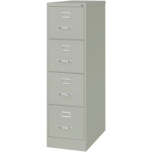 Lorell Fortress Series 26-1/2" Commercial-Grade Vertical File Cabinet 15" Width x 26.5" Depth x 52" Height - 4 x Drawer(s) for File - Letter - Vertical - Security Lock, Ball-bearing Suspension, Heavy Duty - Light Gray - Steel - Recycled (LLR60192)