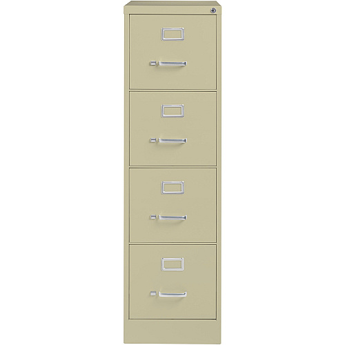Lorell Fortress Series 26-1/2" Commercial-Grade Vertical File Cabinet 15" Width x 26.5" Depth x 52" Height - 4 x Drawer(s) for File - Letter - Vertical - Security Lock, Ball-bearing Suspension, Heavy Duty - Putty - Steel - Recycled (LLR60193)