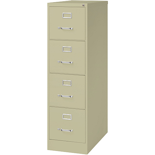 Lorell Fortress Series 26-1/2" Commercial-Grade Vertical File Cabinet 15" Width x 26.5" Depth x 52" Height - 4 x Drawer(s) for File - Letter - Vertical - Security Lock, Ball-bearing Suspension, Heavy Duty - Putty - Steel - Recycled (LLR60193)