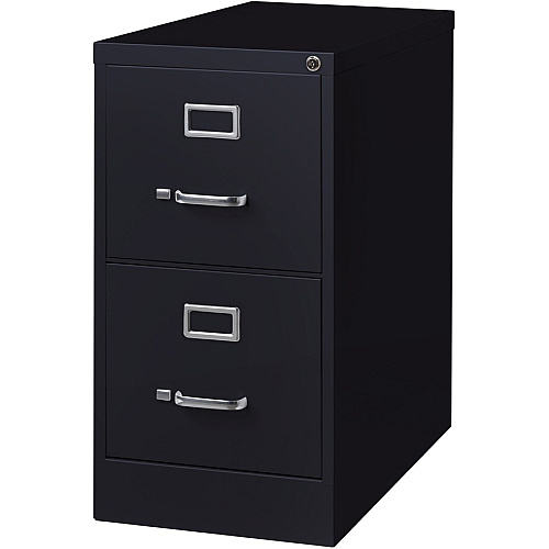 Lorell Fortress Series 26-1/2" Commercial-Grade Vertical File Cabinet 15" Width x 26.5" Depth x 28.4" Height - 2 x Drawer(s) for File - Letter - Vertical - Security Lock, Ball-bearing Suspension, Heavy Duty - Black - Steel - Recycled (LLR60194)