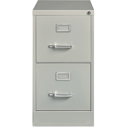 Lorell Fortress Series 26-1/2" Commercial-Grade Vertical File Cabinet 15" Width x 26.5" Depth x 28.4" Height - 2 x Drawer(s) for File - Letter - Vertical - Security Lock, Ball-bearing Suspension, Heavy Duty - Light Gray - Steel - Recycled (LLR60195)