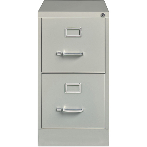 Lorell Fortress Series 26-1/2" Commercial-Grade Vertical File Cabinet 15" Width x 26.5" Depth x 28.4" Height - 2 x Drawer(s) for File - Letter - Vertical - Security Lock, Ball-bearing Suspension, Heavy Duty - Light Gray - Steel - Recycled (LLR60195)